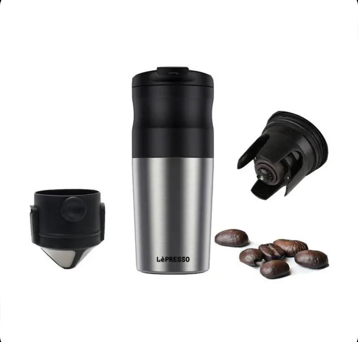 ماگ و قهوه ساز و آسیاب قهوه لپرسو LePresso Portable Mug Burr Grinder Coffee Maker 400ml