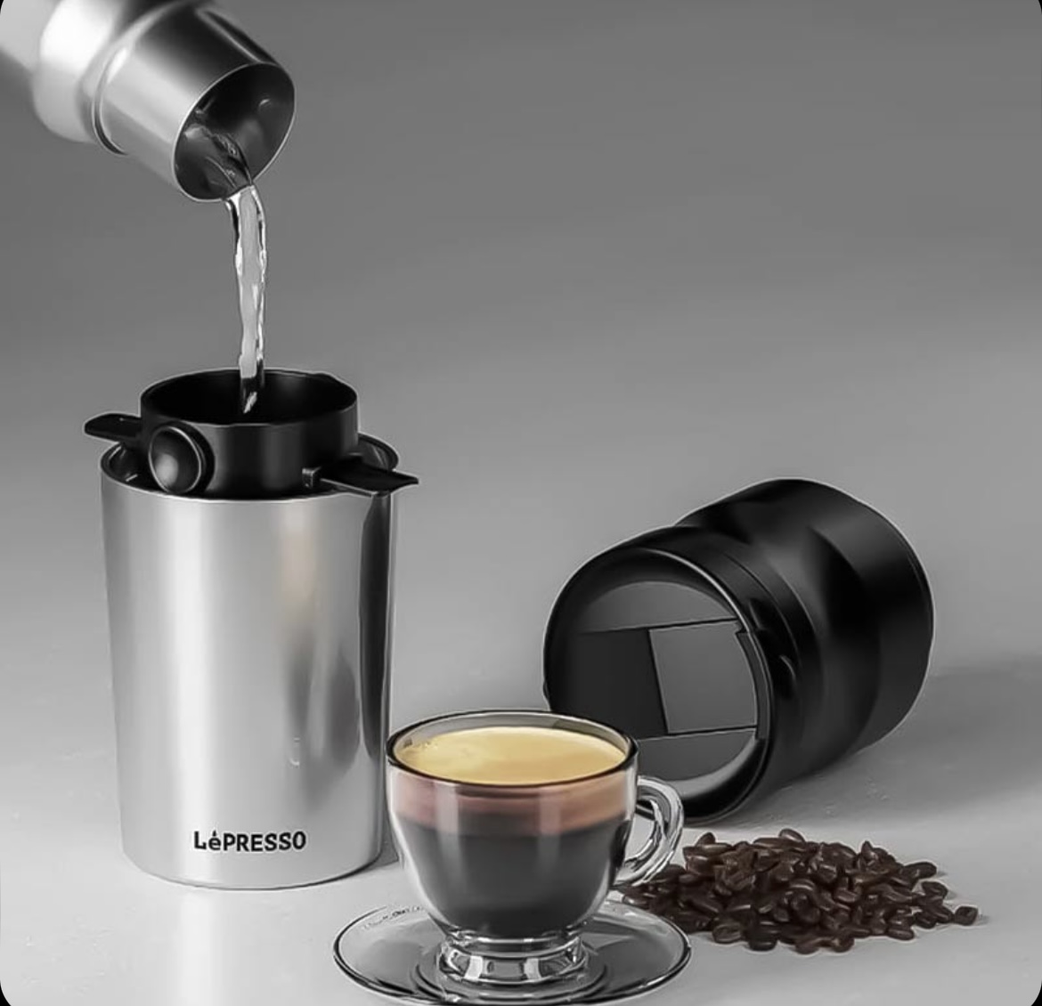 ماگ و قهوه ساز و آسیاب قهوه لپرسو LePresso Portable Mug Burr Grinder Coffee Maker 400ml